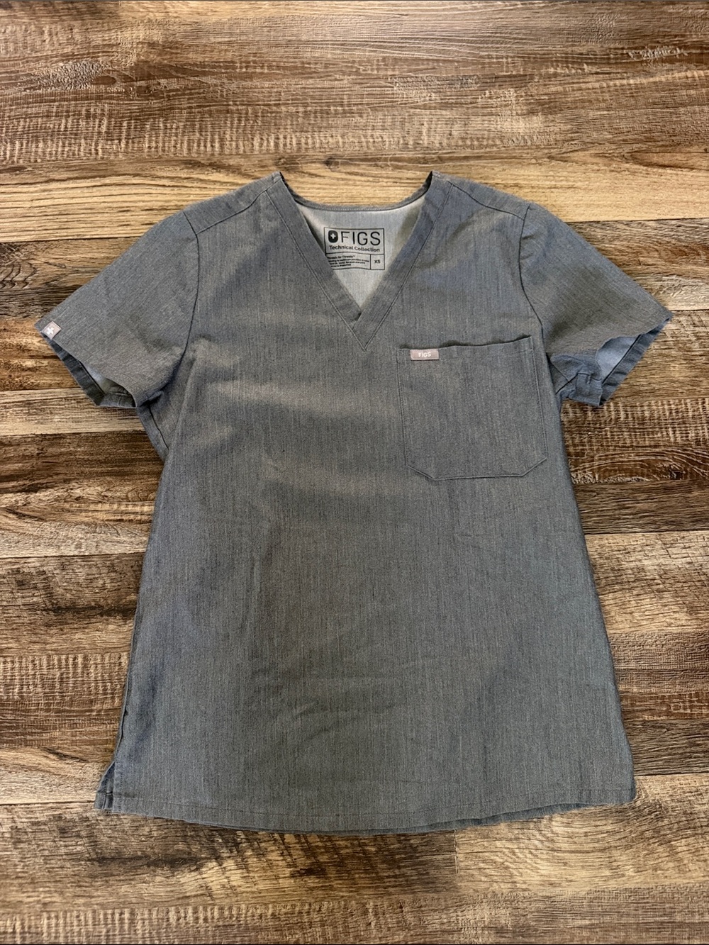 Figs Gray V-Neck Medical Scrub Top